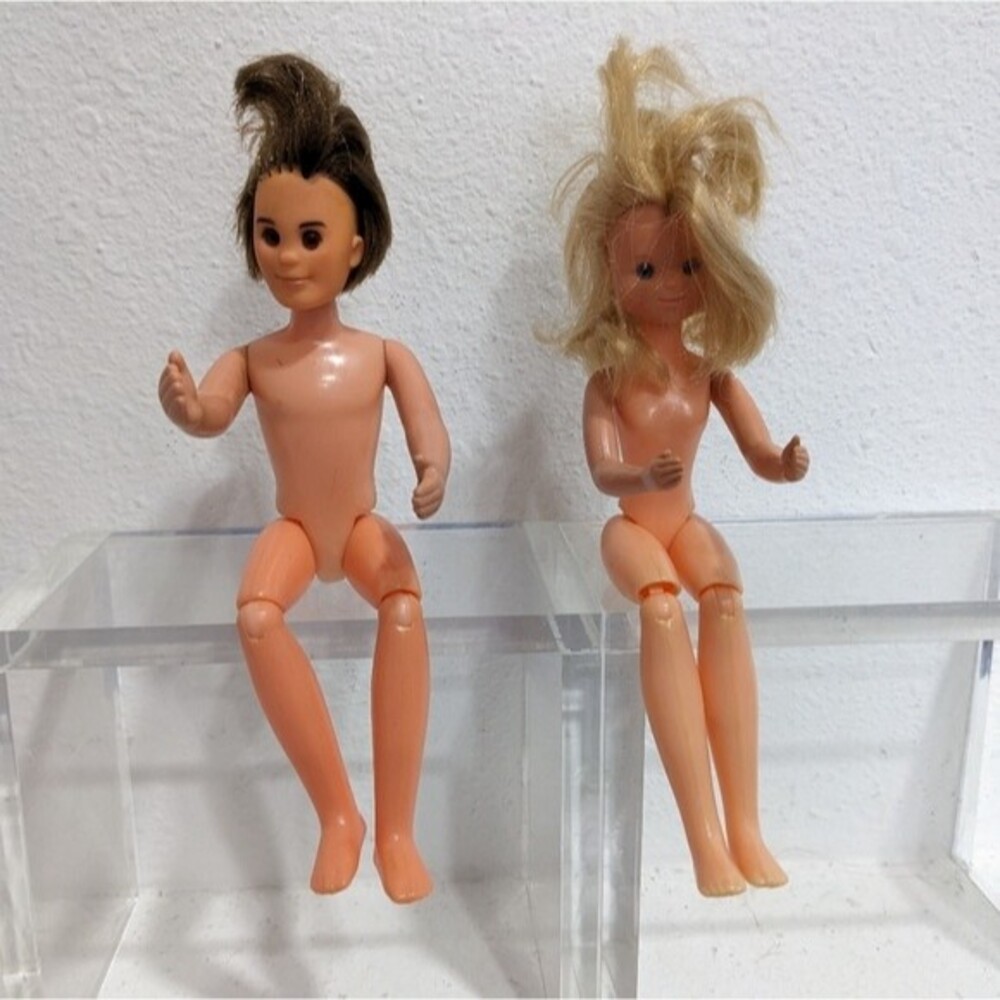 Vintage Sunshine Family Jointed Dolls, Mom & Dad, 1973 Mattel